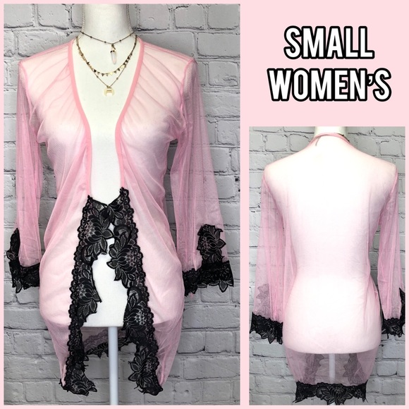Other - Pink sheer sexy long sleeve robe top